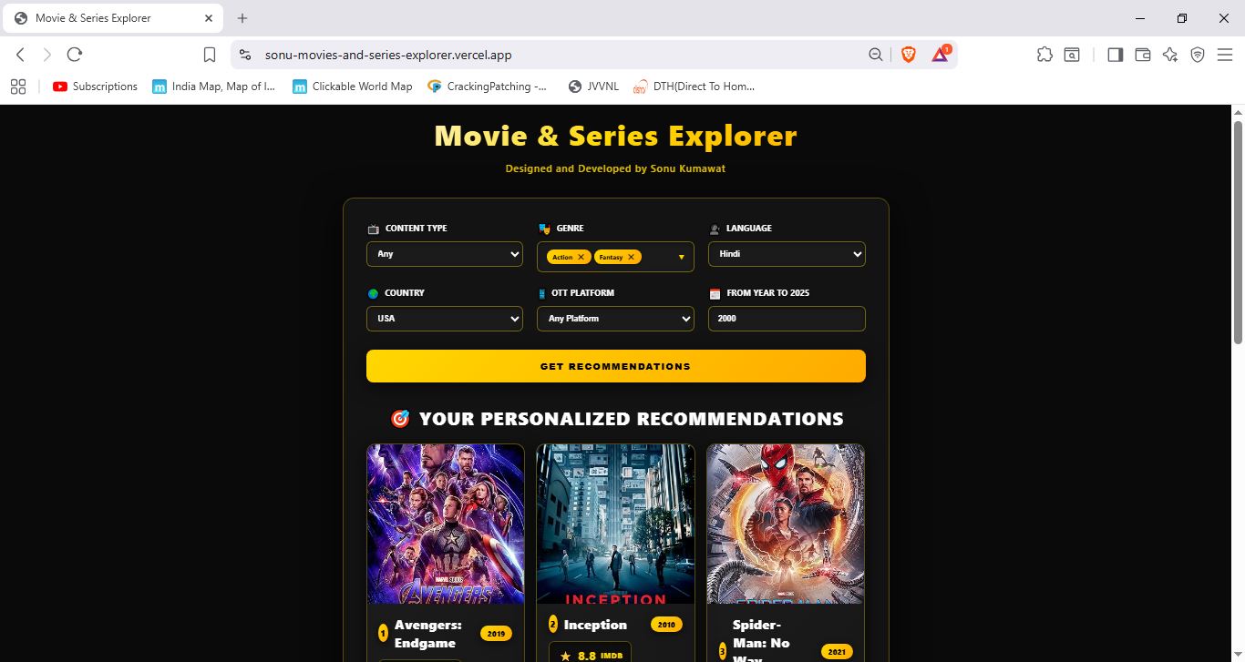 Movies & Series Explorer Preview